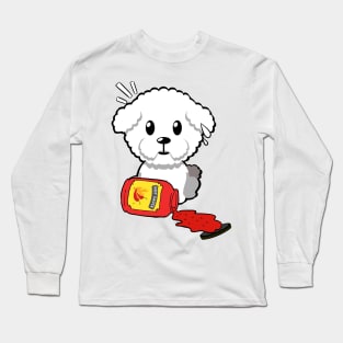 Cute furry dog Spills Hot Sauce Tabasco Long Sleeve T-Shirt